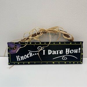 Black Halloween Sign with Witch Hat